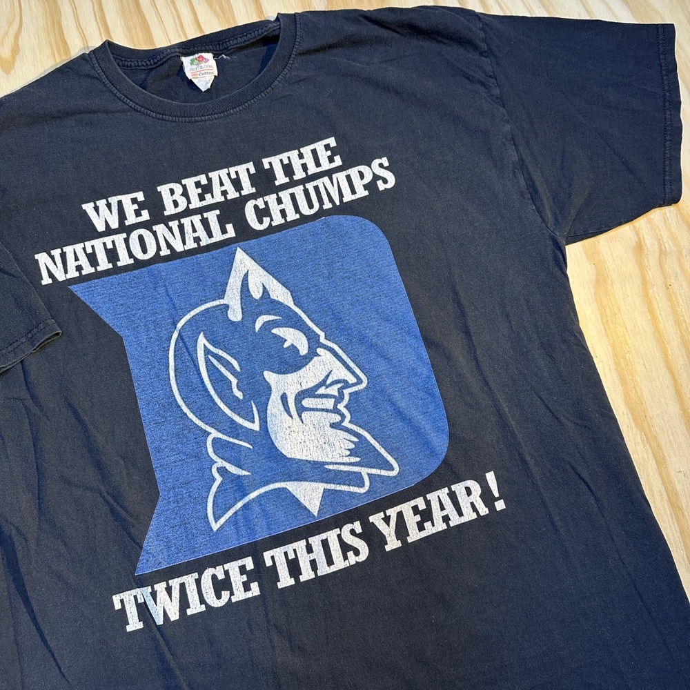 Fruit of the Loom Duke Blue Devils We Beat The National Chumps Black Tee Large